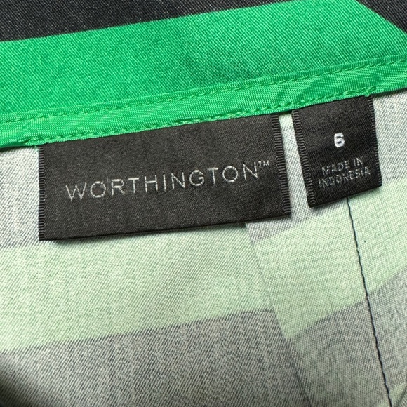 Pencil Skirt Women’s 6 Green Black Geometric Striped Business Work Professional - Picture 4 of 6